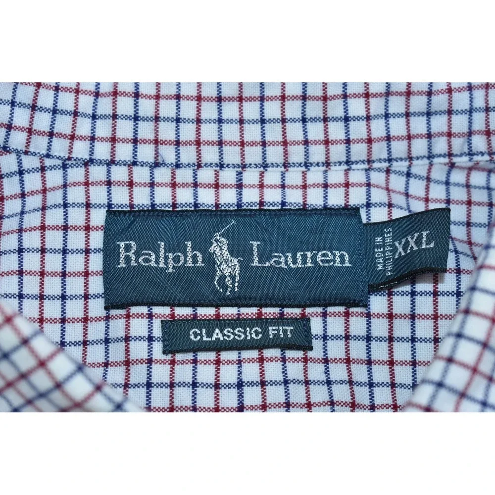 Ralph Lauren Classic Fit Men's Shirt Size XXL White/Red Plaid Check Button Down